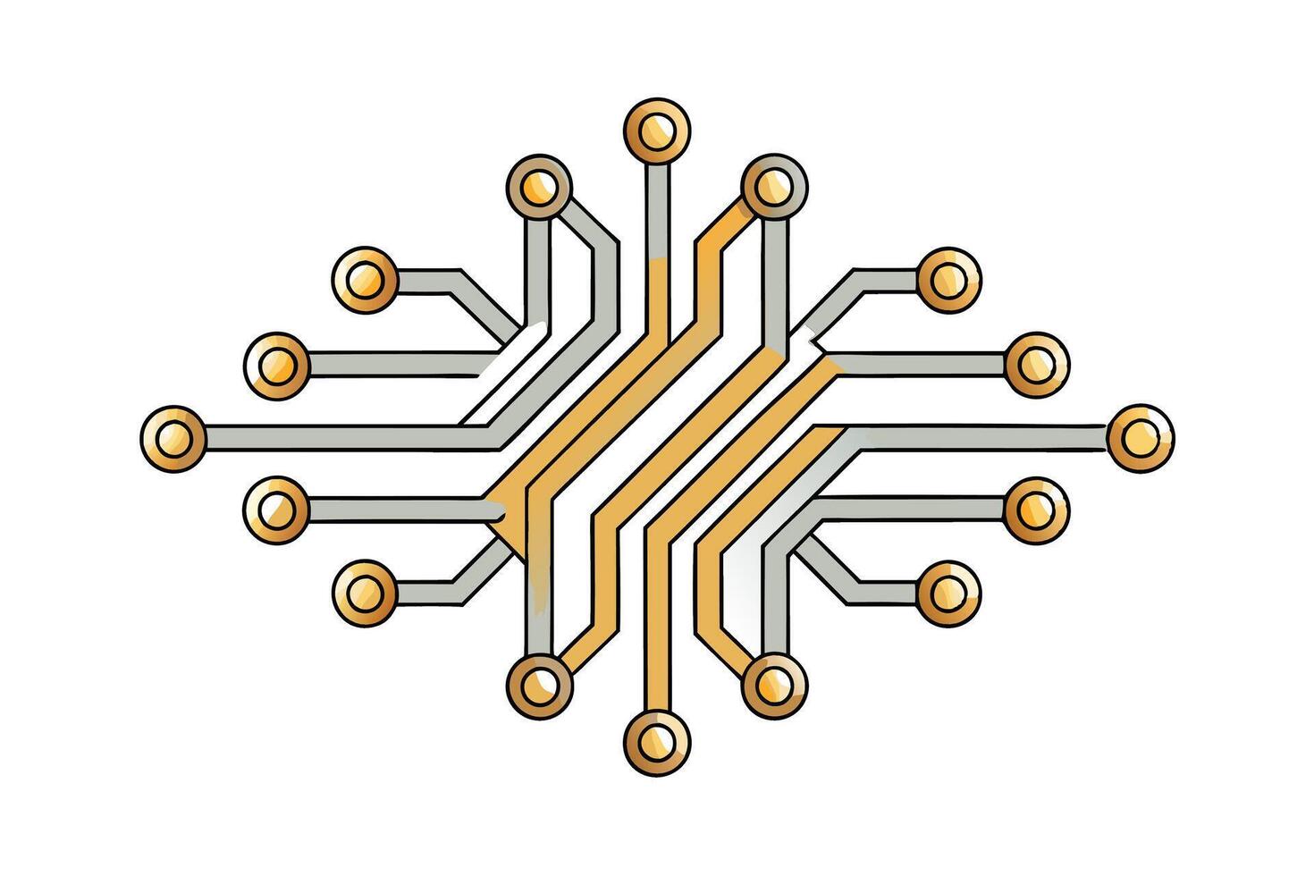 High quality image of a unique abstract circuit design with sleek lines and tech inspired patterns in minimalist style vector