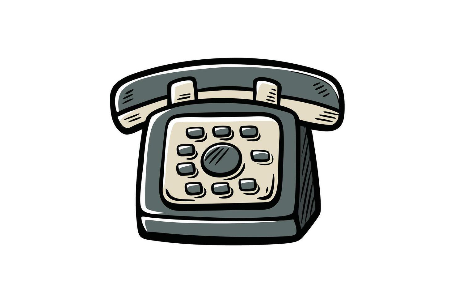 Vintage telephone illustration showcasing retro design with hand drawn style and intricate details, perfect for communication themes vector