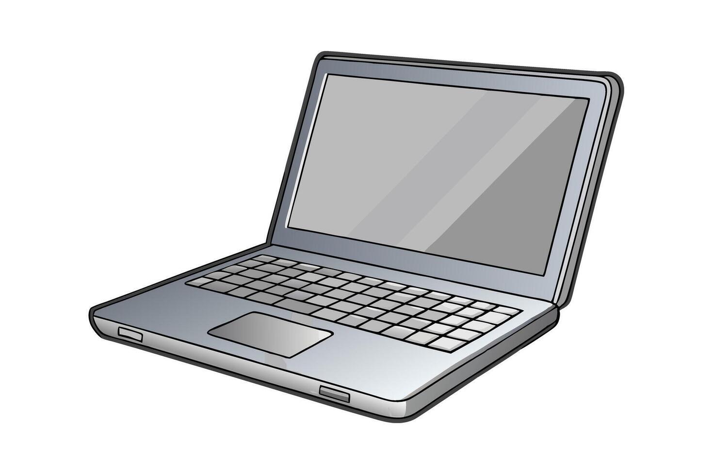 Stylized laptop with a metallic finish and blank screen, ideal for technology themed designs and digital presentations vector
