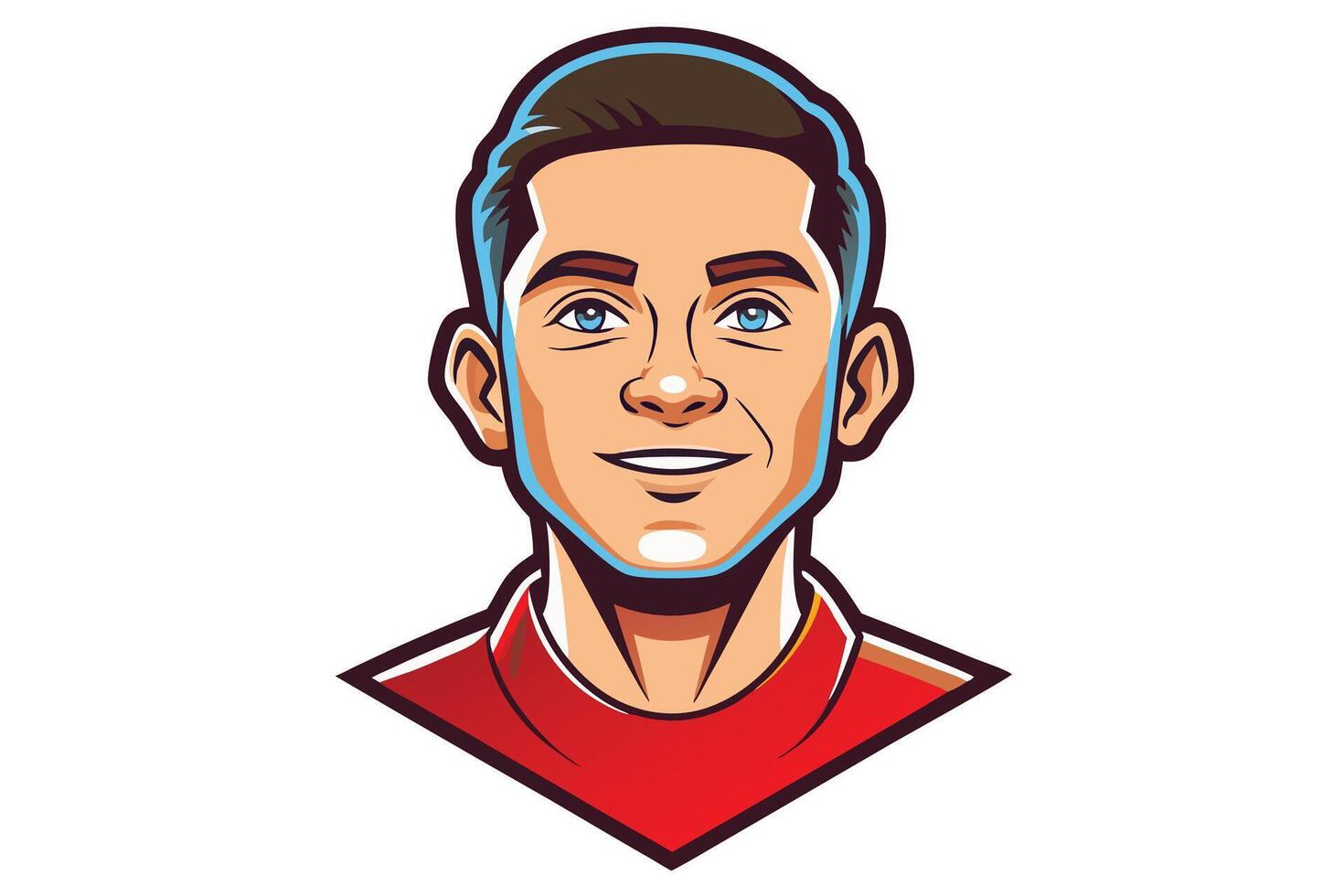 Bold and detailed illustration of a mans face in a dynamic style, suitable for branding, esports, or character design vector