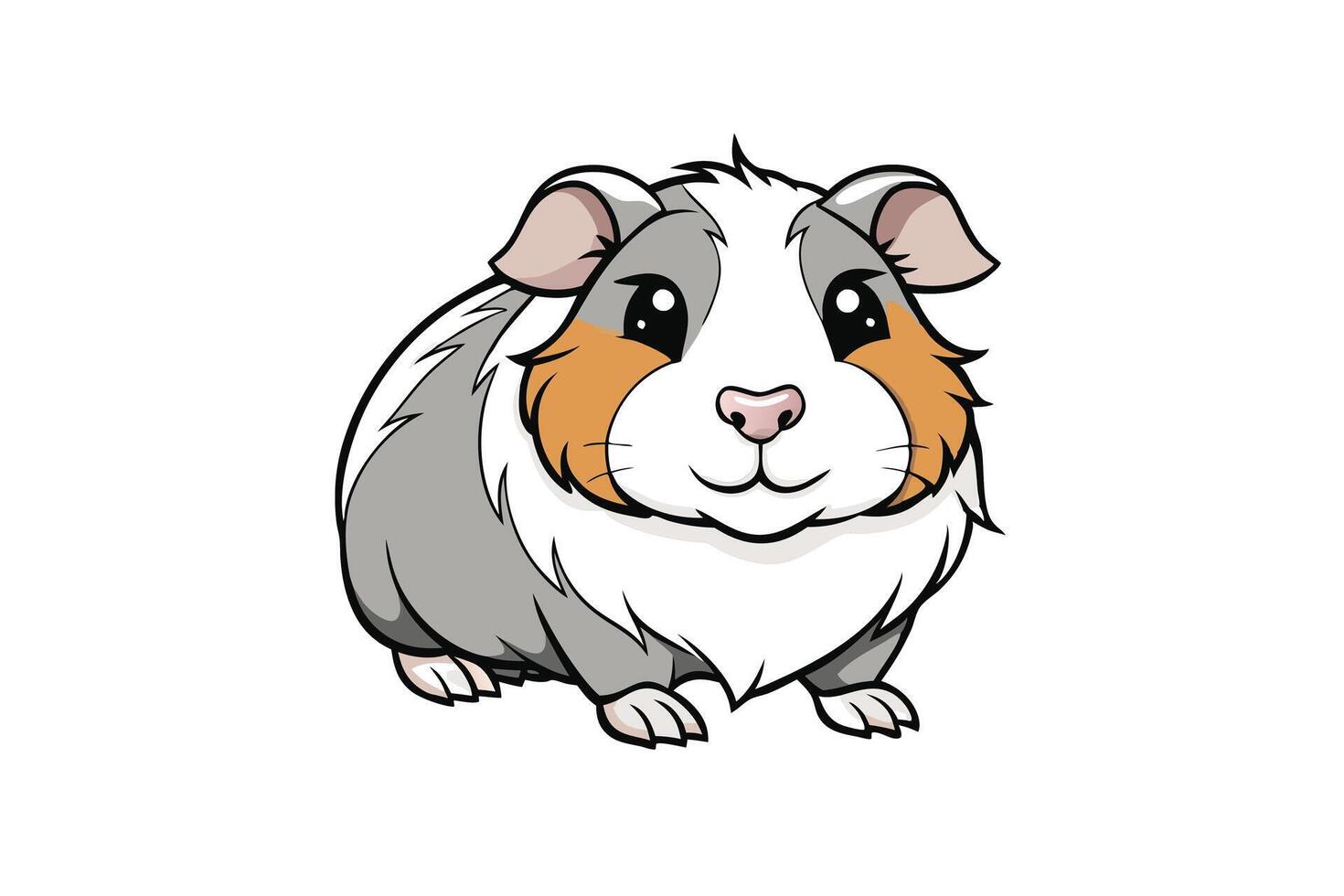 Cartoon style guinea pig illustration with detailed fur and vibrant colors, ideal for animal and pet related artworks vector