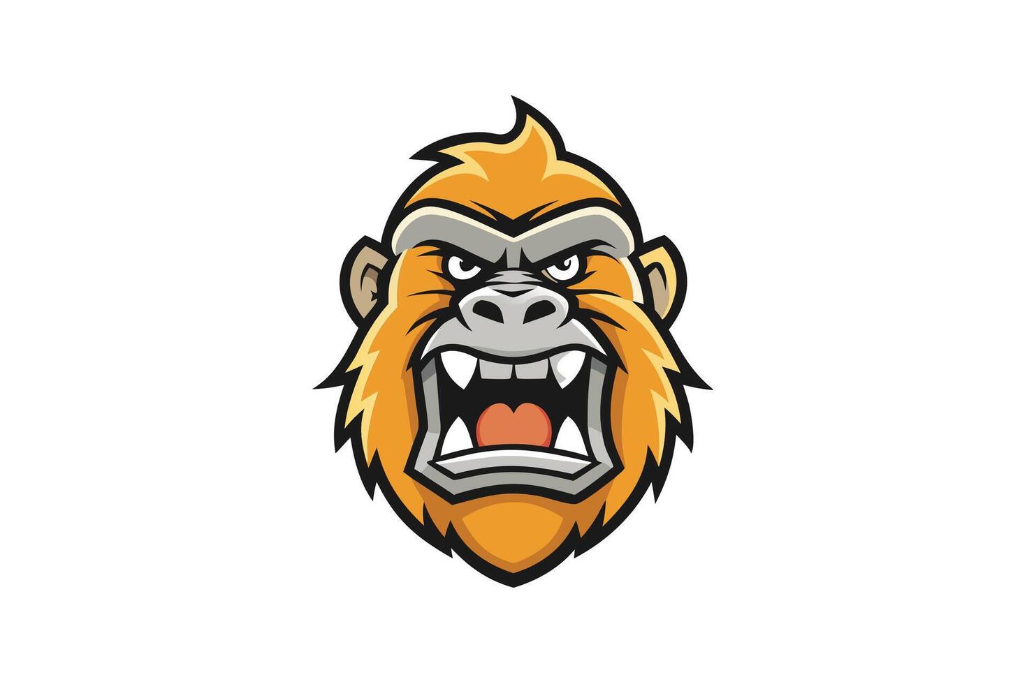 Intense angry gorilla face logo with bold colors and sharp details, ideal for branding, esports, or creative graphic projects vector