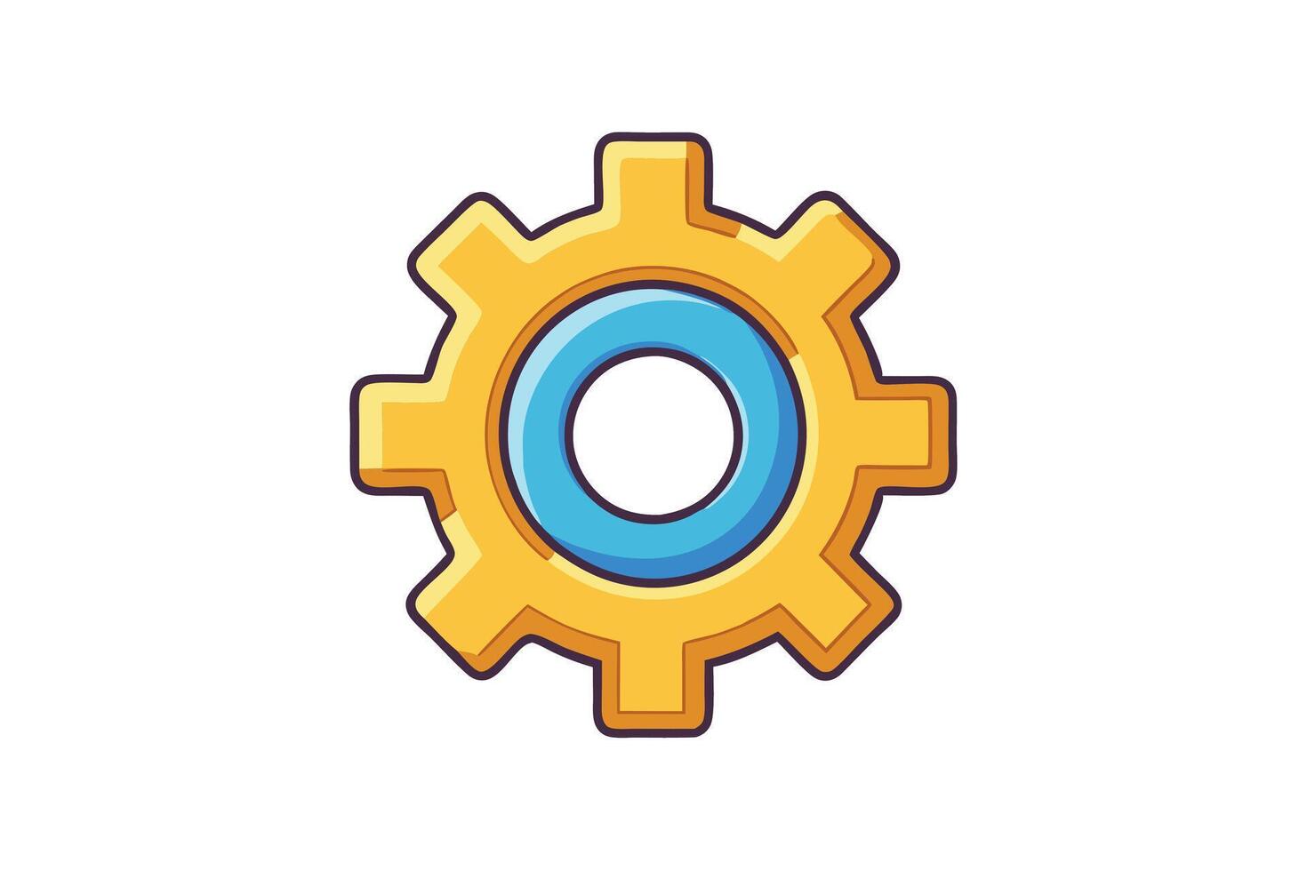 Playful and modern cogwheel illustration for mechanical themes, automation, settings, and engineering in a clear and minimal composition vector