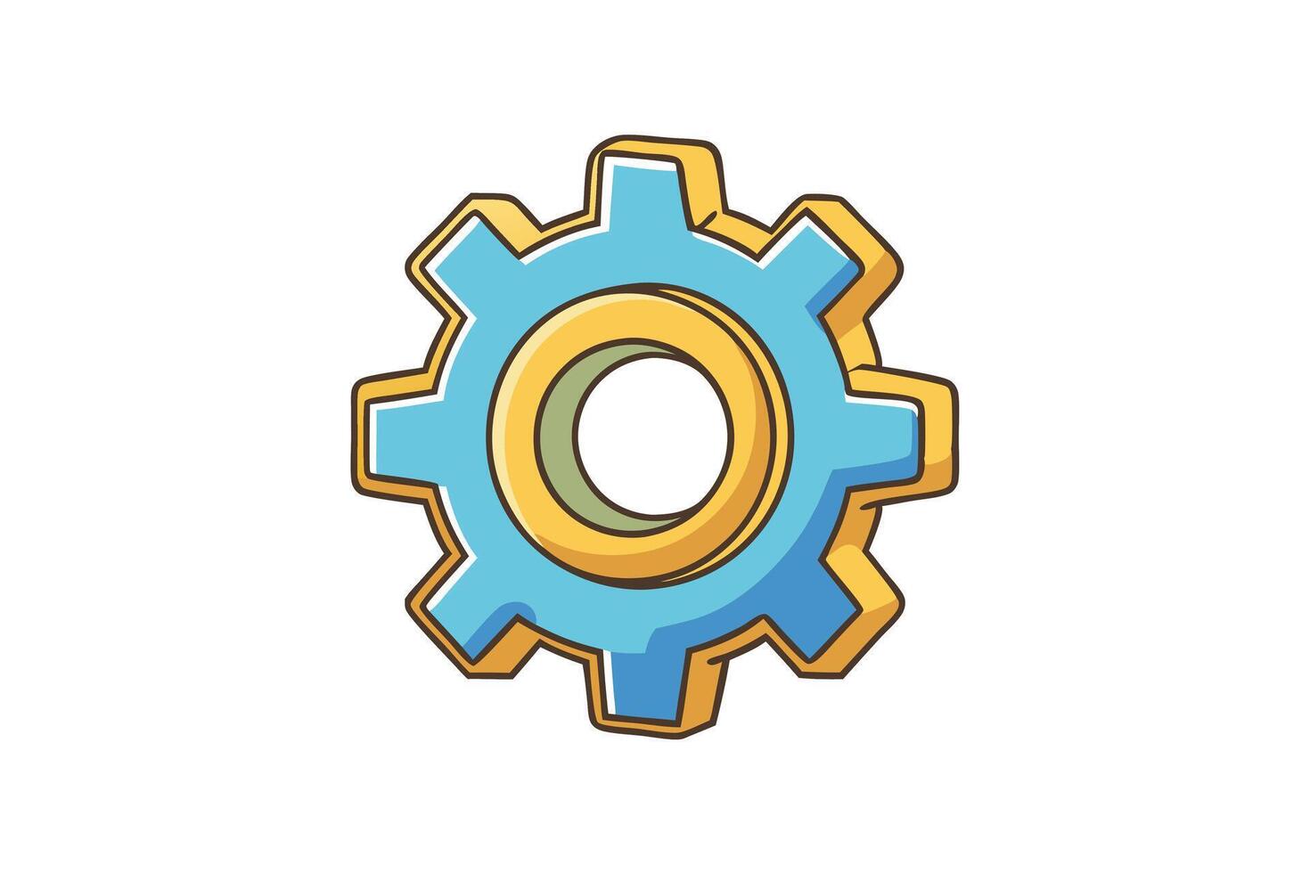 Bright and creative gear icon design symbolizing teamwork, innovation, productivity, and machinery in a minimalist style vector