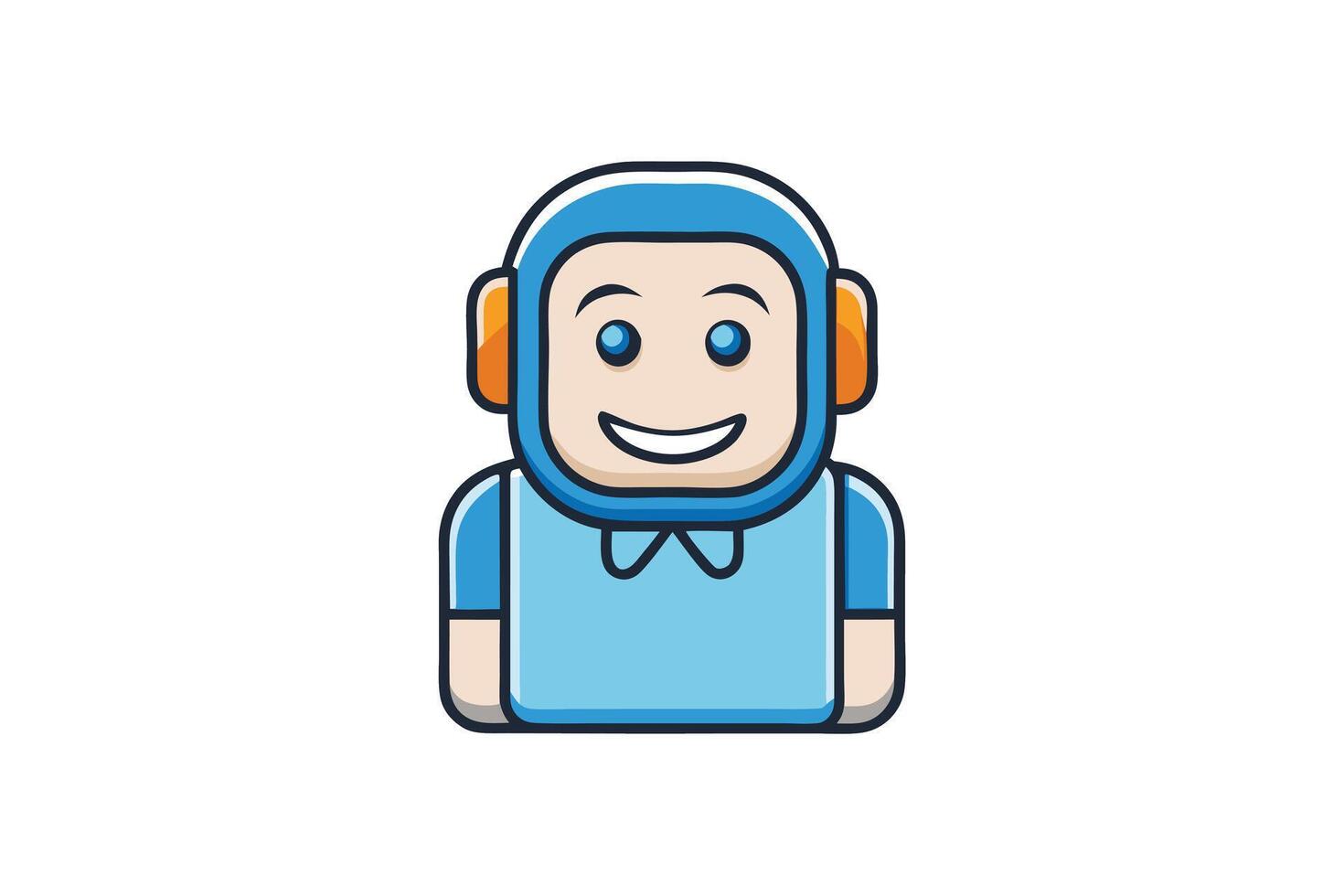 Colorful and friendly icon of a customer service agent character wearing a headset, ideal for digital communication designs vector