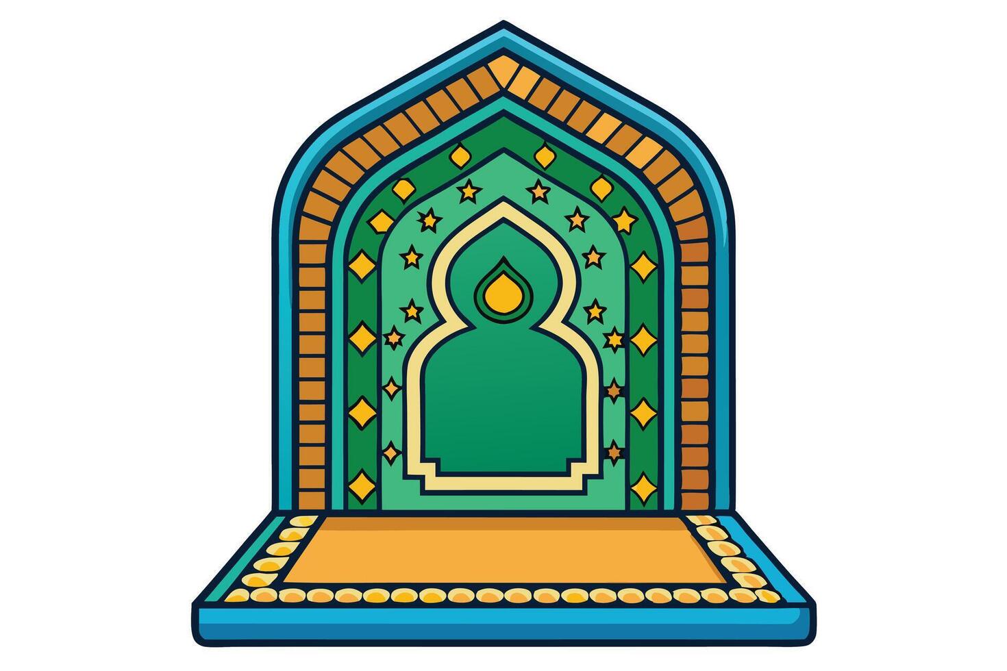 Ramadan Islamic Background featuring a decorative prayer niche with intricate geometric patterns, symbolizing spirituality and tradition vector