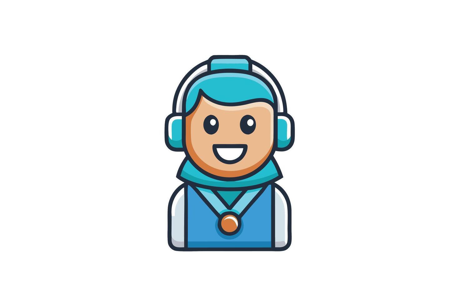 Cheerful customer service mascot with a headset, ideal for call center or support service related graphics and applications vector