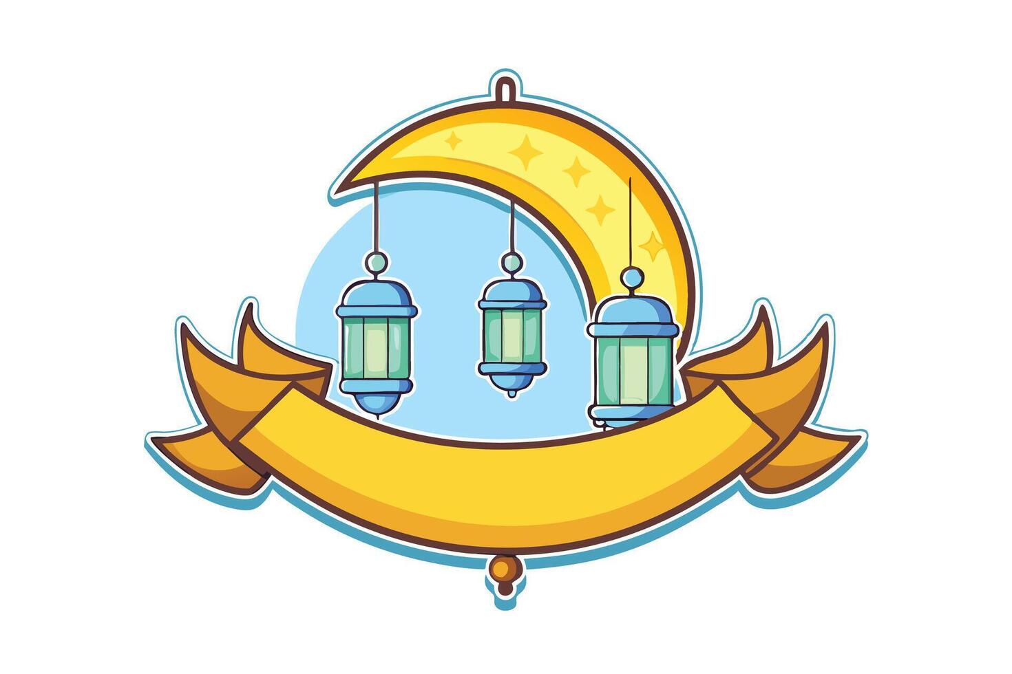 Ramadan Islamic Background with crescent moon, lanterns, and decorative stars, highlighting the spirit and joy of the holy month vector