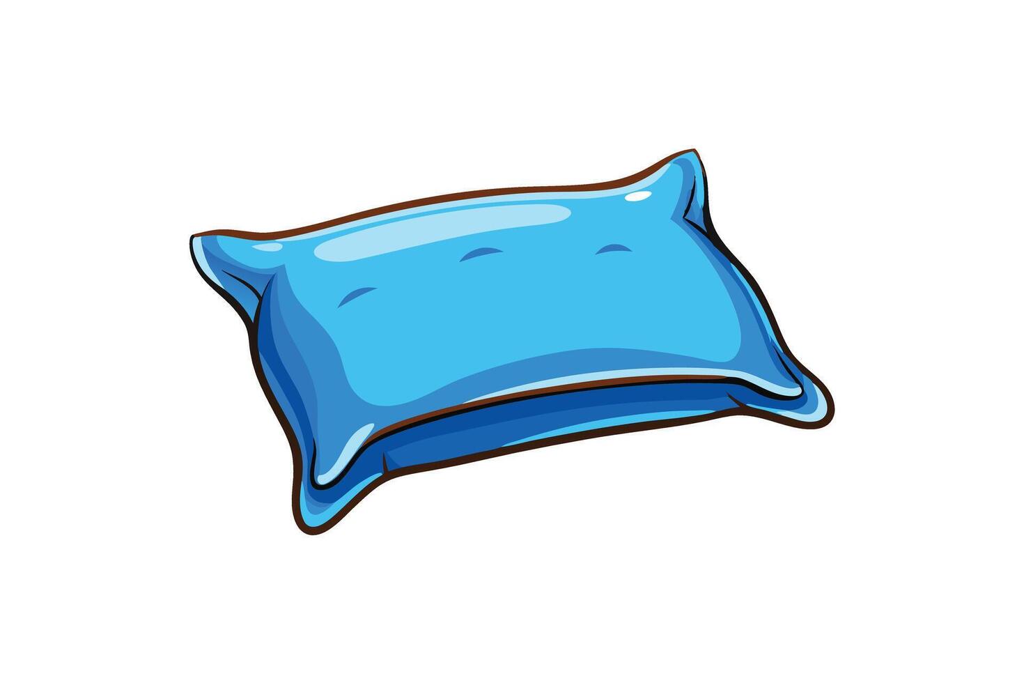 Creative cartoon illustration of a blue pillow icon with a soft and fluffy design on a white background, perfect for bedding themes vector