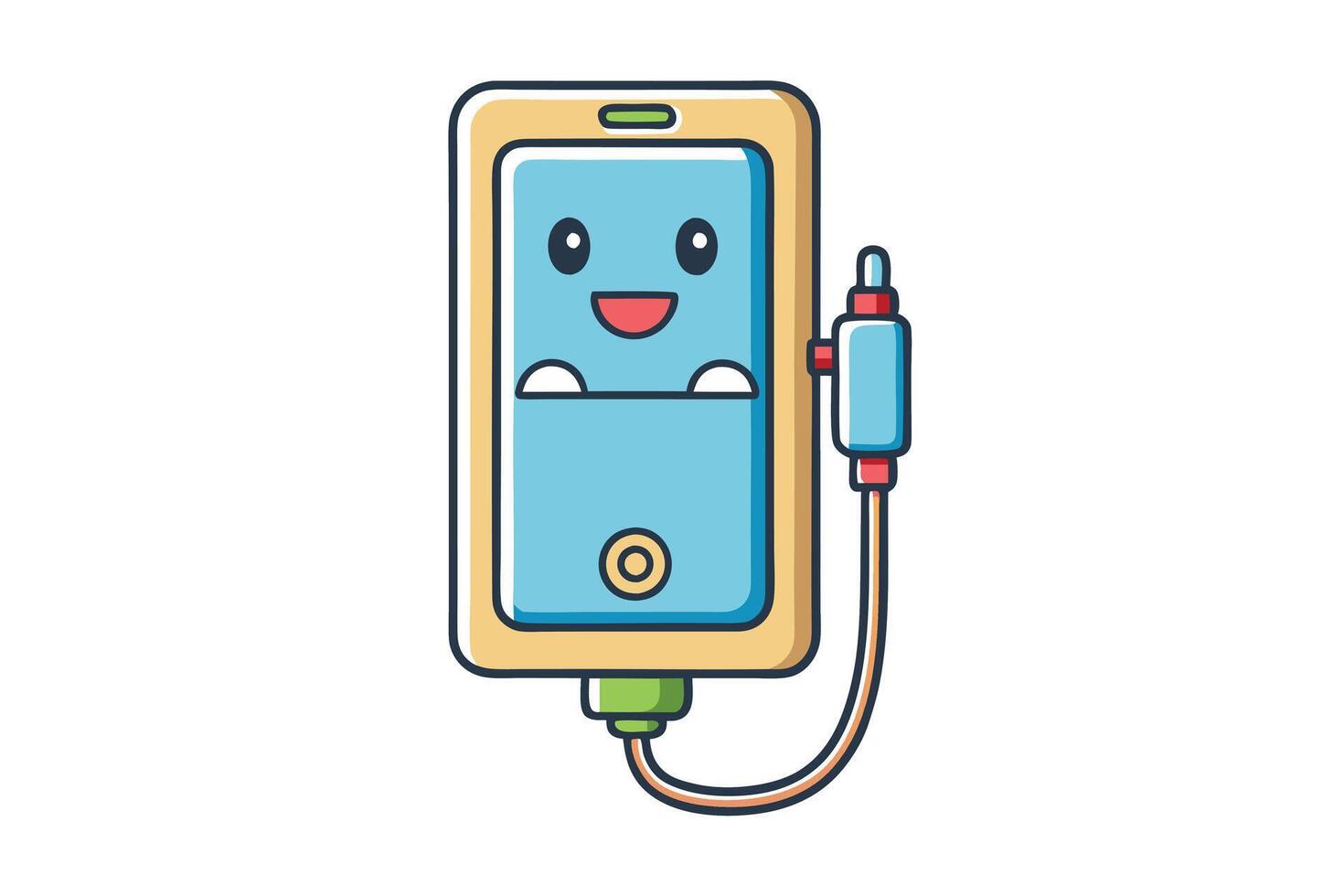 Cute and colorful phone charging icons with modern design and cheerful expressions on a white background vector
