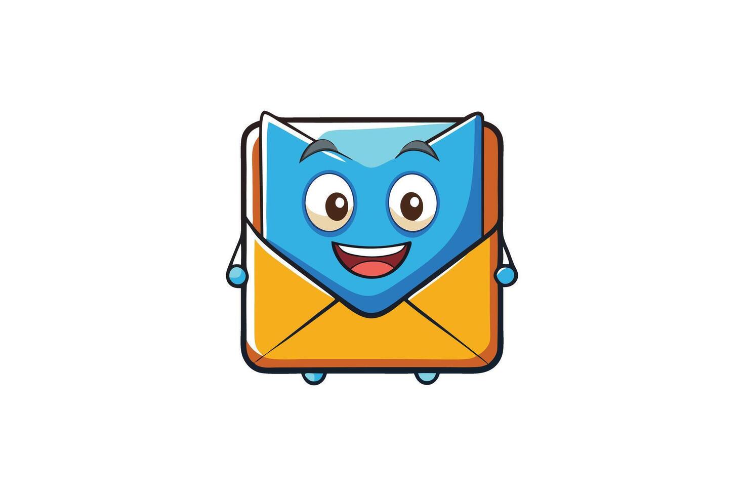 Playful envelope mascot with a friendly face and arms, ideal for concepts of messaging, email, or postal correspondence vector