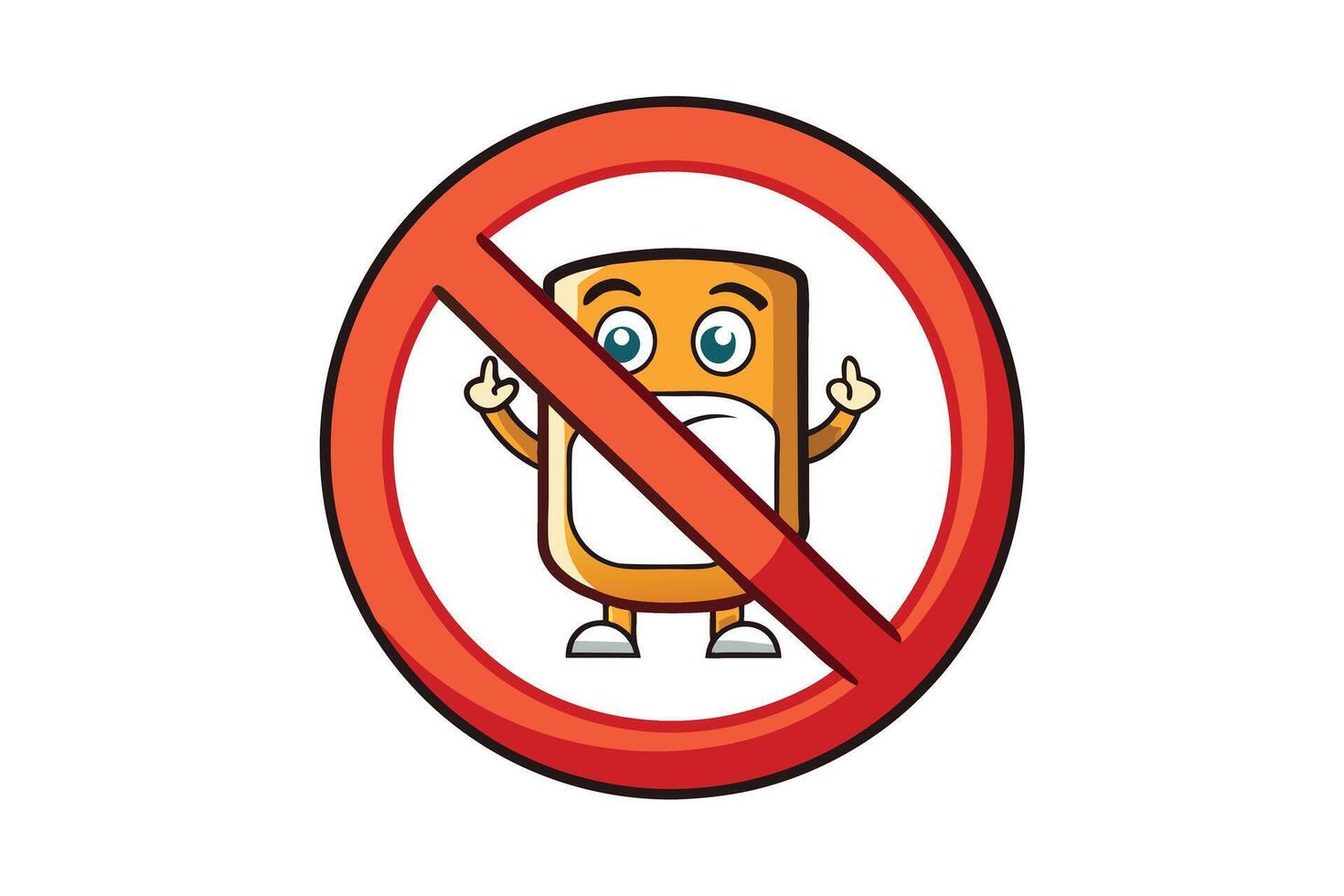 Microbe prevention concept with cartoon germ illustration in vibrant colors, crossed out by a red prohibition sign, isolated on white vector