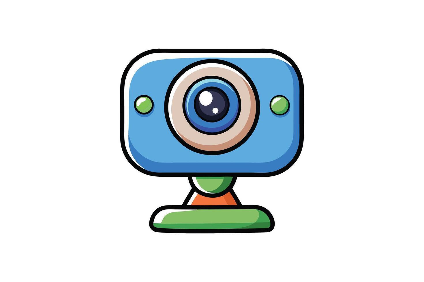 Illustrated webcam icons in cartoon style with bright colors and expressive designs, symbolizing digital meetings and virtual communication vector