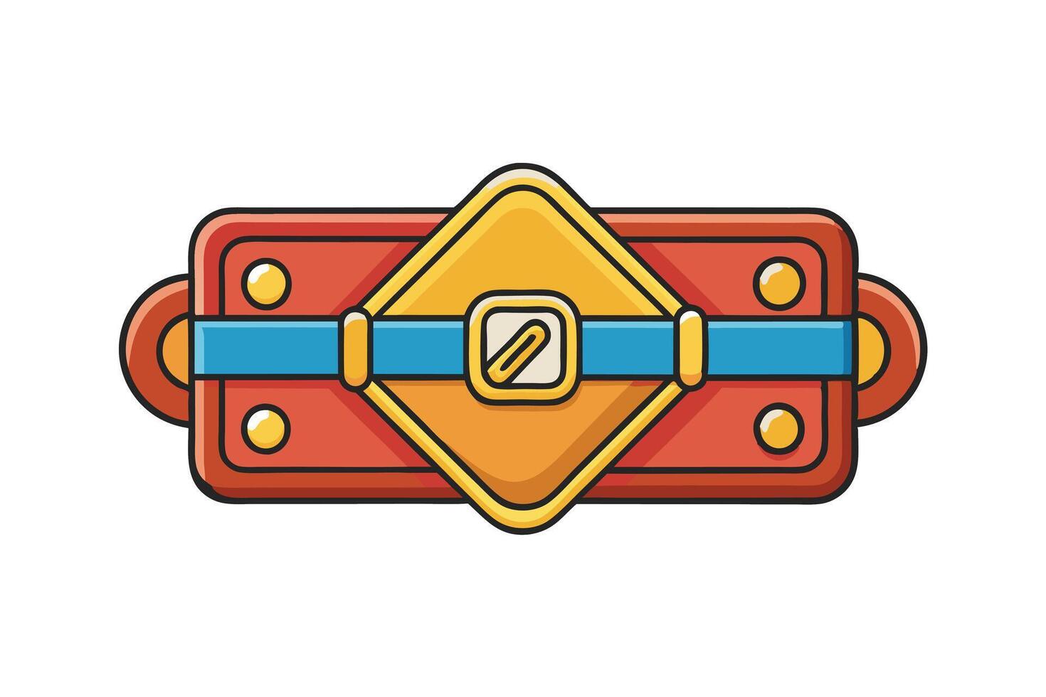 Cartoon style clasp icon with a vibrant design featuring blue and gold elements, perfect for accessory, jewelry, or fastening themes vector