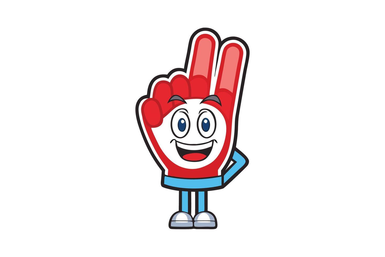 Illustrated foam finger mascot in vibrant colors, showing enthusiasm and positivity, perfect for sports and fan related themes vector