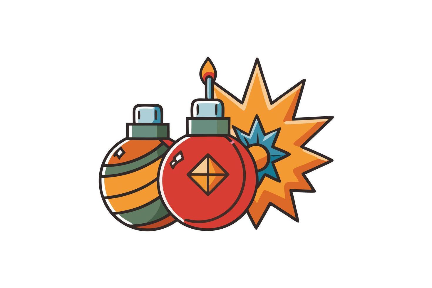 Cartoon illustration of colorful explosive substances with dynamic explosion effects on a clean white background vector