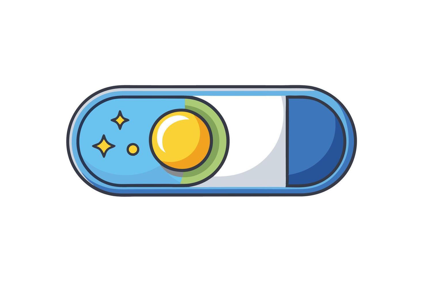 Day night cycle capsule icon with sun and moon design, ideal for concepts related to health, time management, or dual use vector