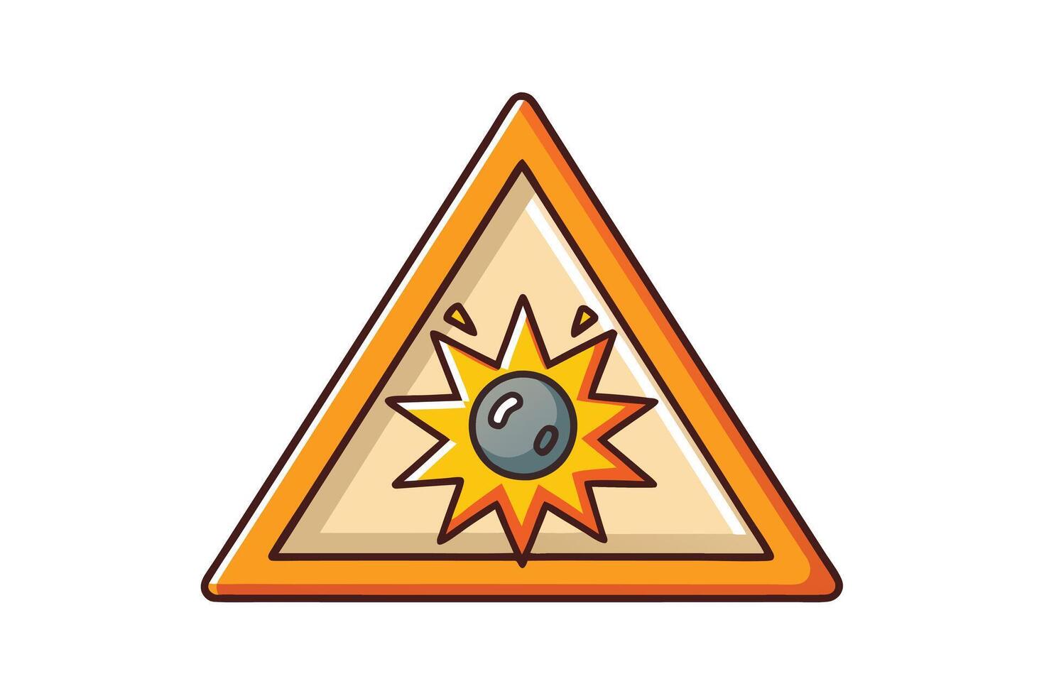 Bright triangular warning sign featuring an explosive burst in a comic style, perfect for danger alert or safety related visuals vector