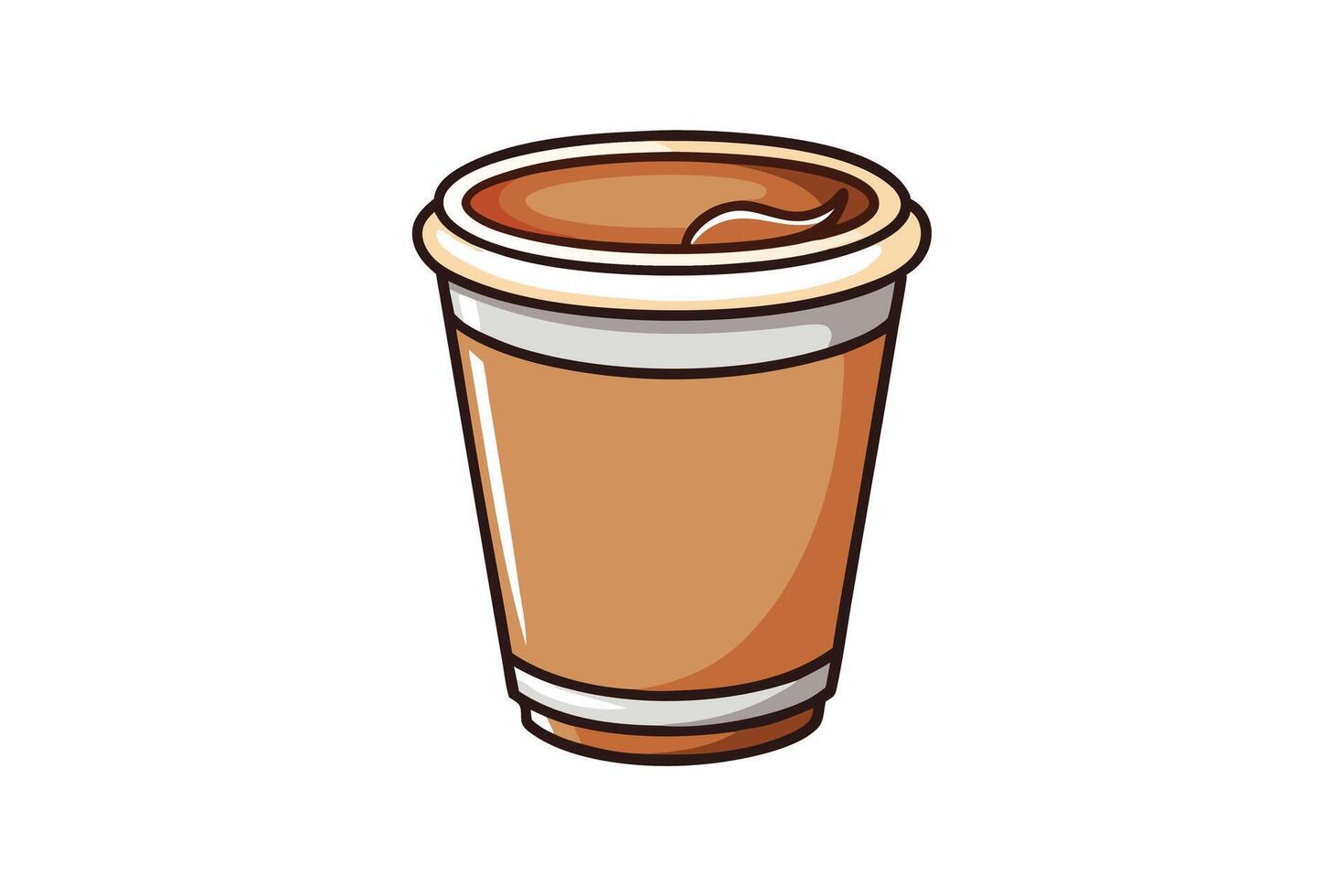 Fun animated coffee cup design with cheerful expression and vibrant brown tones, ideal for kids products and branding vector