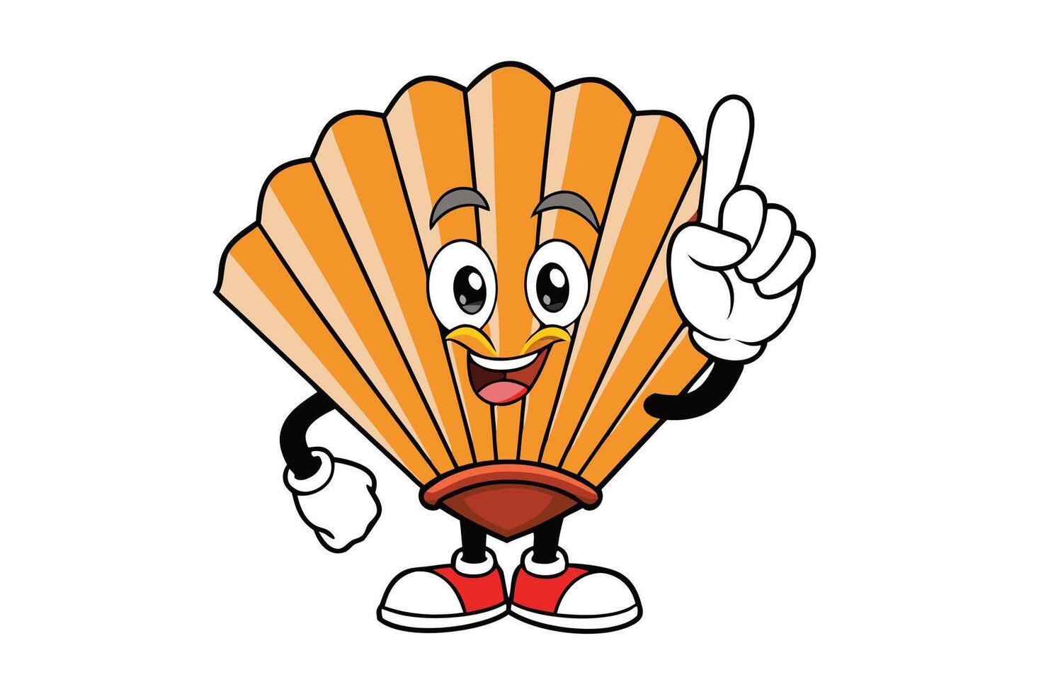 Cartoon hand fan character with a joyful expression, dynamic poses, and vibrant design isolated on a clean white backdrop vector