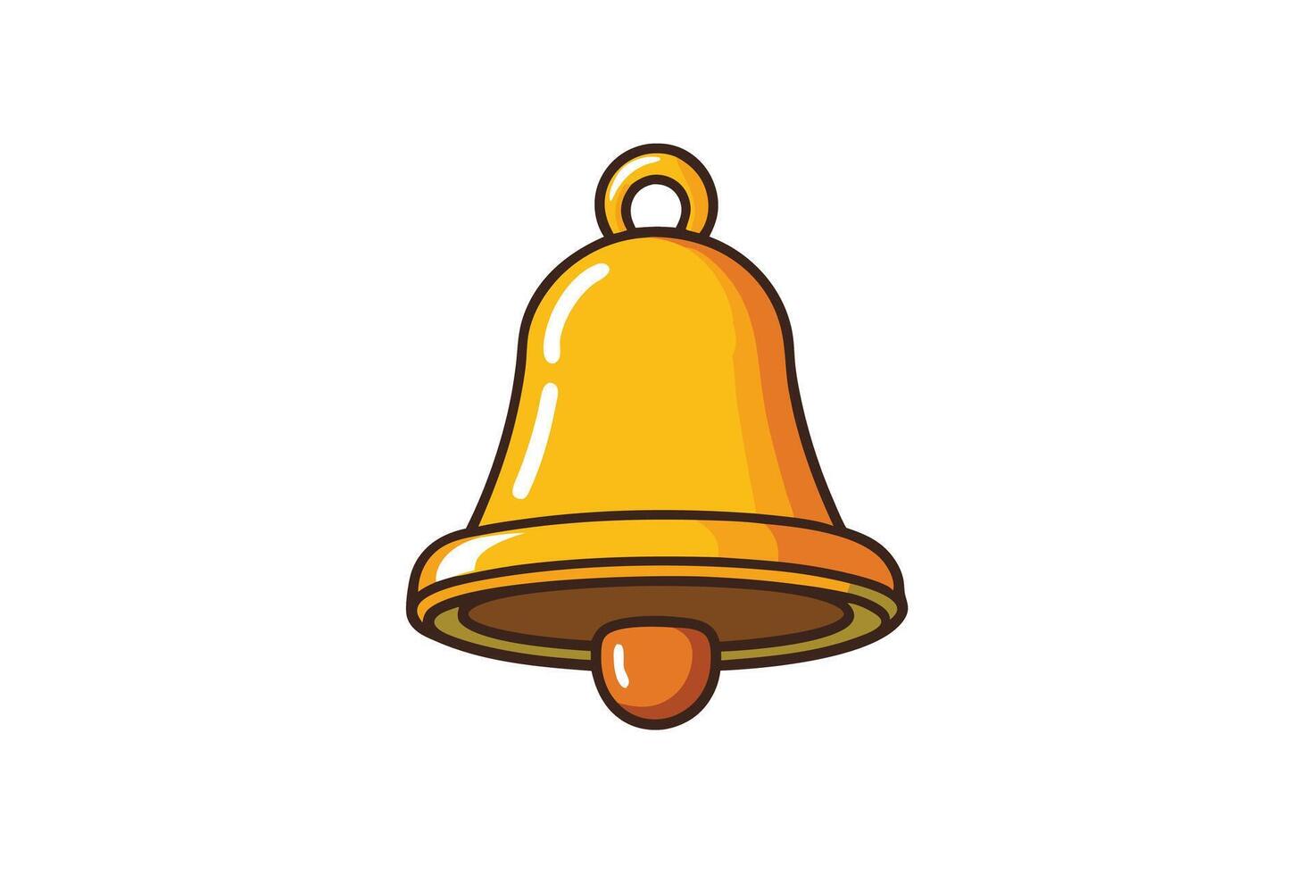 image of a classic yellow bell in flat design with a clean and shiny look, ideal for notification, alert, or Christmas projects vector