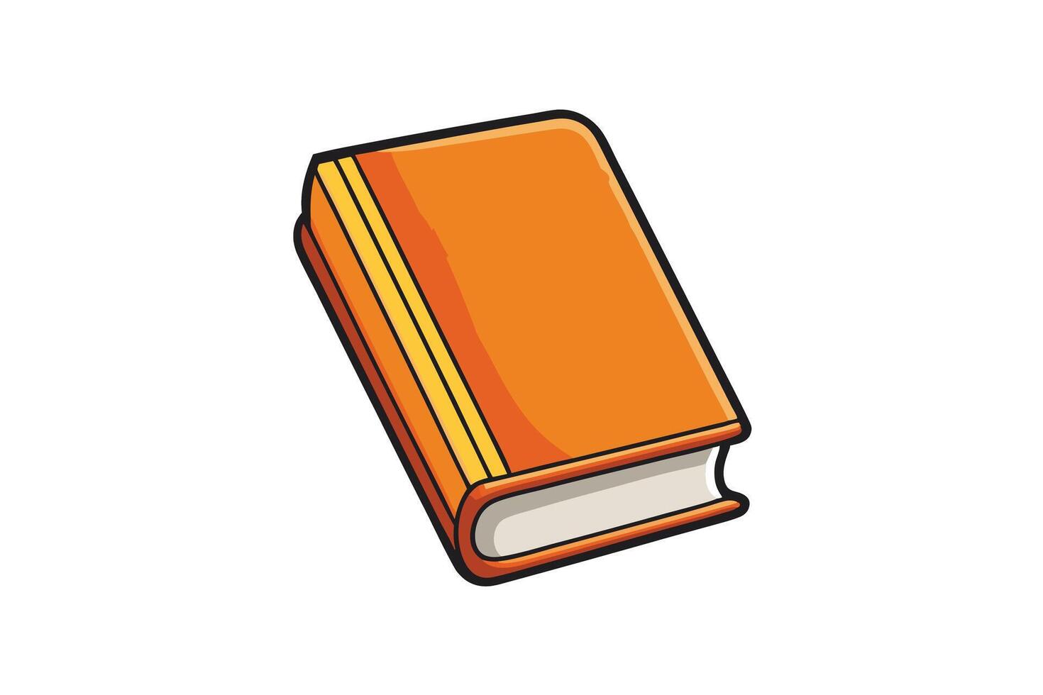 Adorable happy book icon with expressive eyes and orange cover, ideal for kids' learning apps, libraries, or educational materials vector