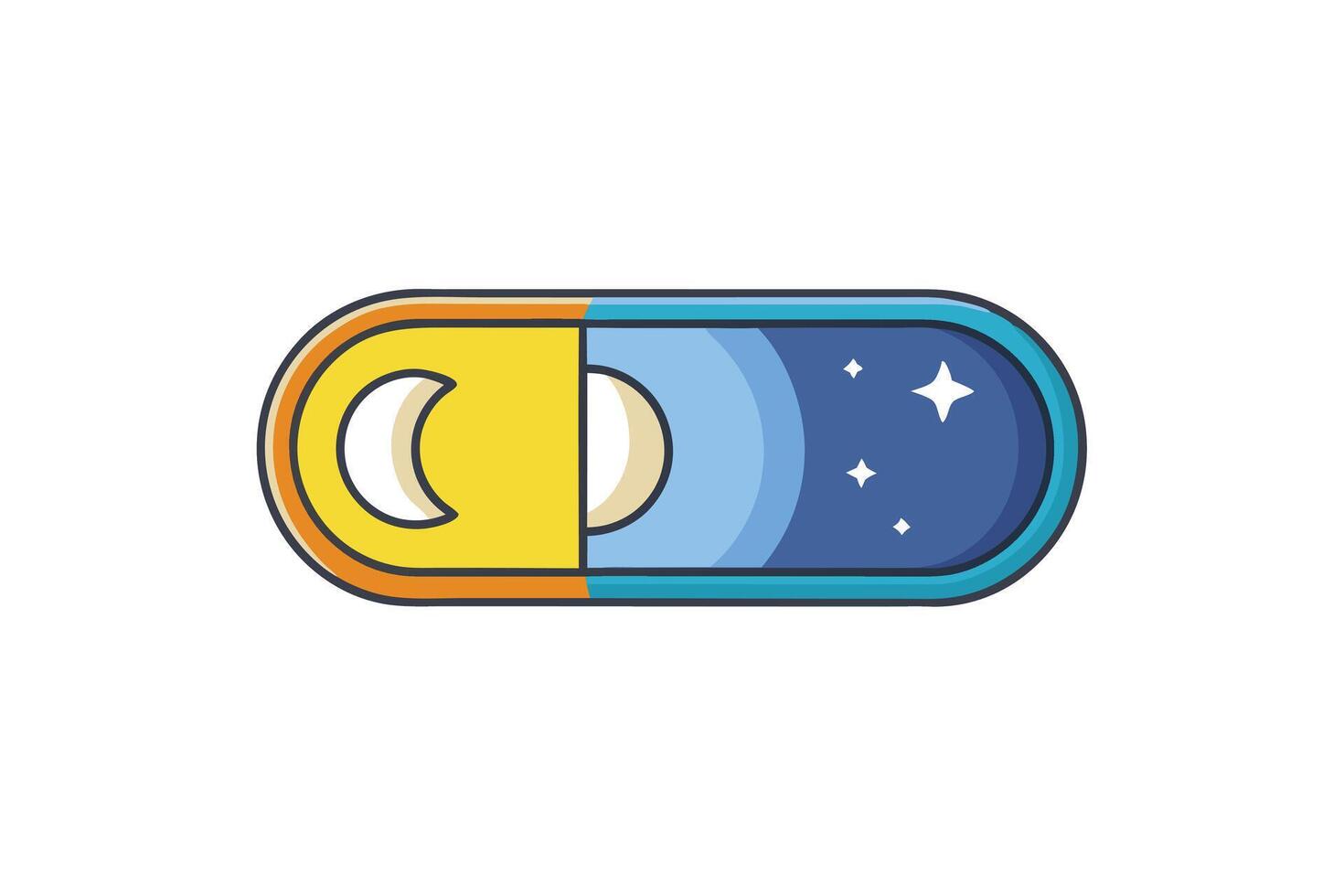 icon of day and night capsule design featuring bright sun and moon symbols for time management or dual use concepts vector
