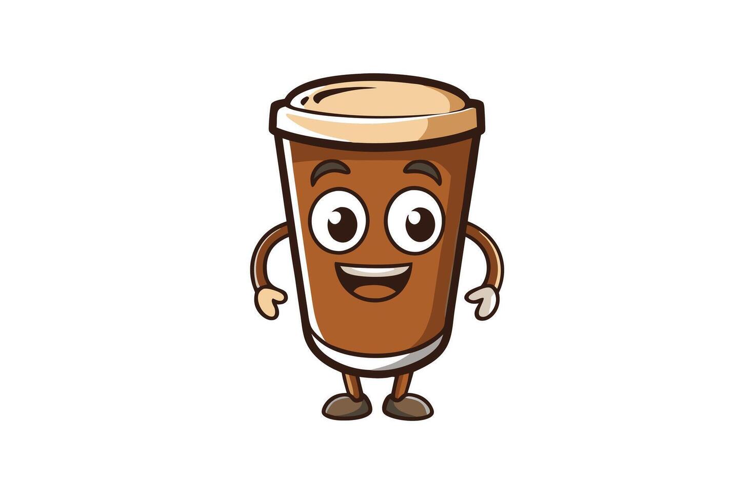 Charming coffee cup mascot with happy expression and cartoon design, isolated on white background for diverse design projects vector