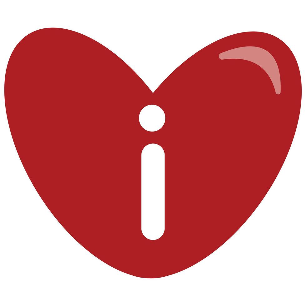original simple color icon of information sign placed in the middle of the heart, valentine's day design vector