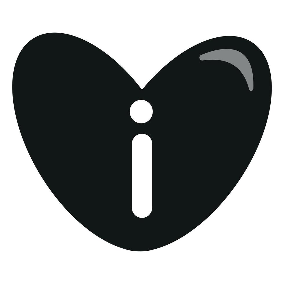 original simple black and white information sign icon placed in the middle of a heart, valentine's day design vector