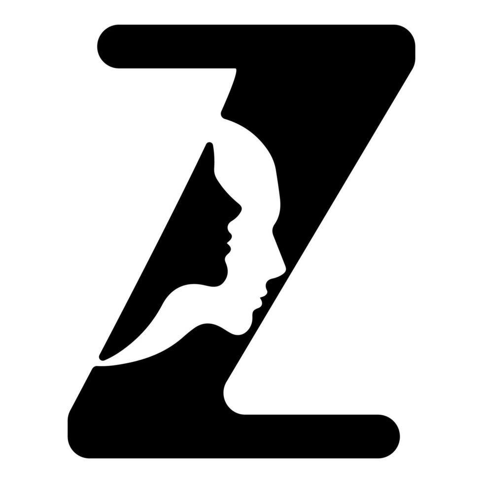 original letter Z logo design with silhouettes of people in love cut on the letter, for various designs and logos vector
