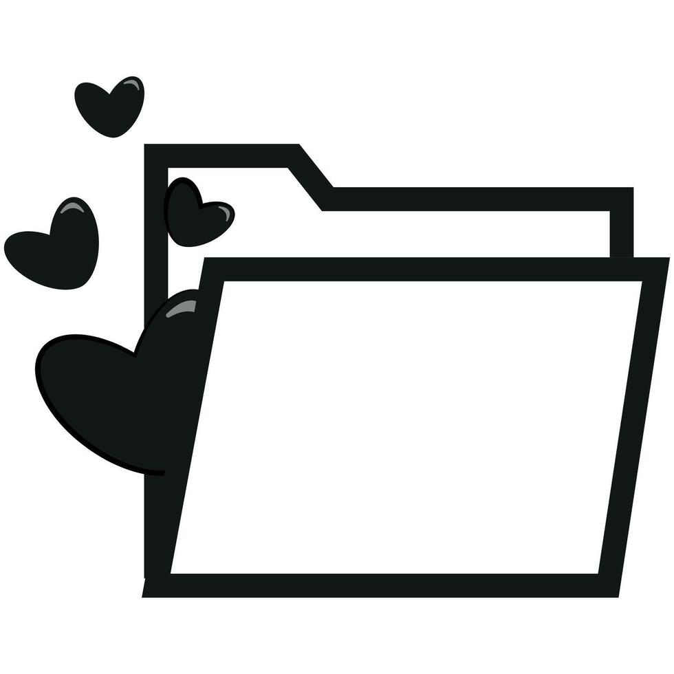 Original simple black and white heart folder icon design for Valentine's Day vector