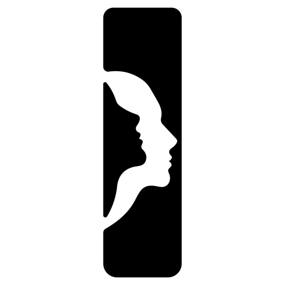 original letter I logo design with silhouettes of people in love cut on the letter, for various designs and logos vector