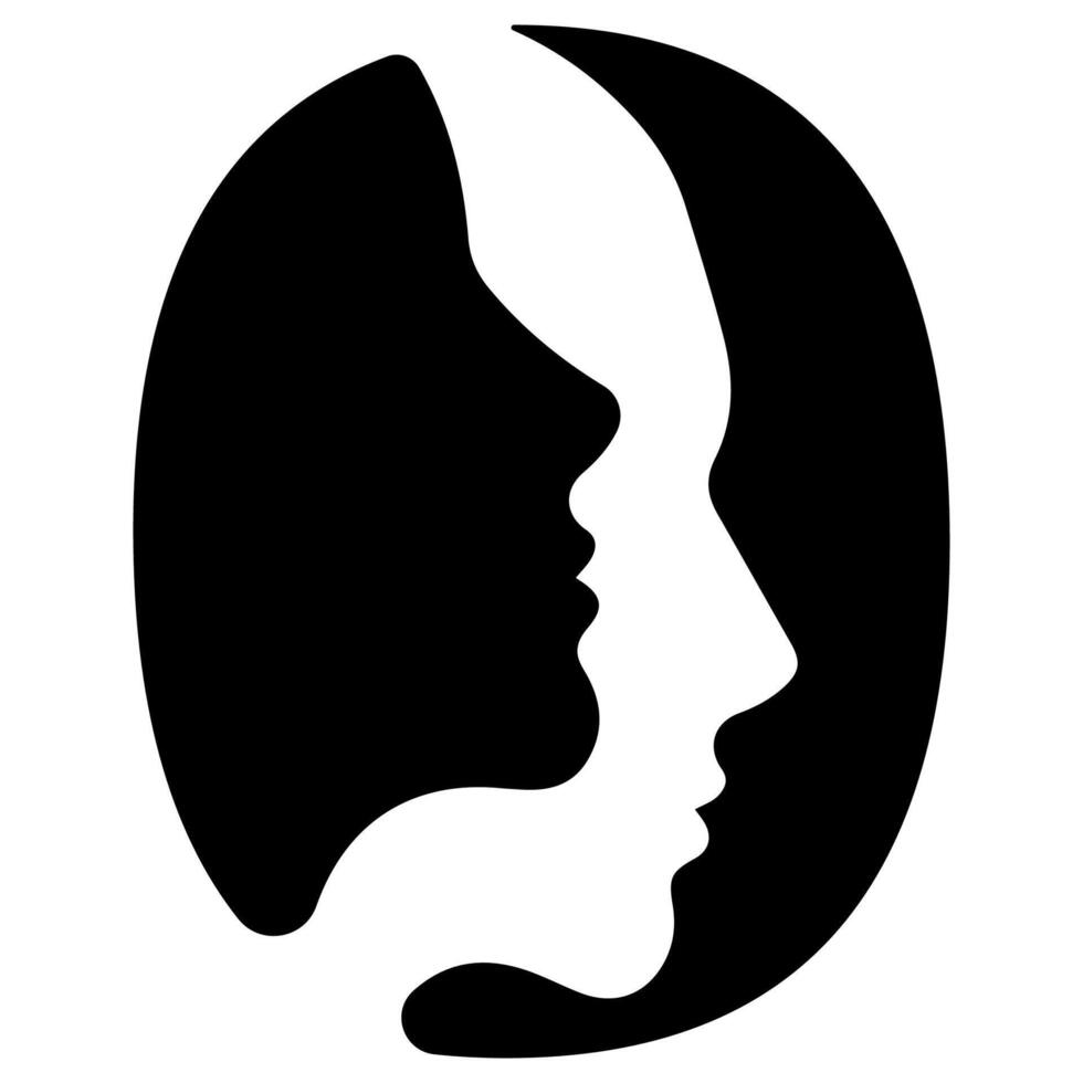 original letter O logo design with silhouettes of people in love cut on the letter, for various designs and logos vector