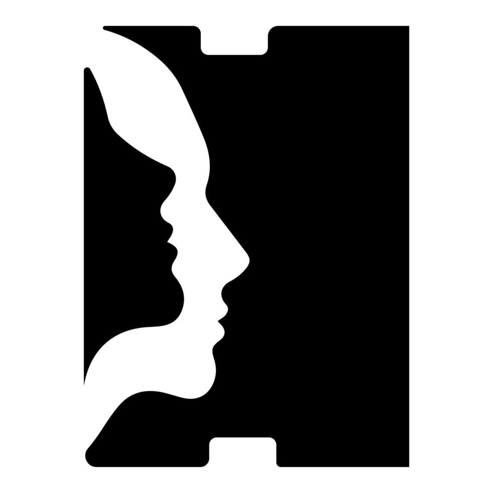 original letter H logo design with silhouettes of people in love cut on the letter, for various designs and logos vector