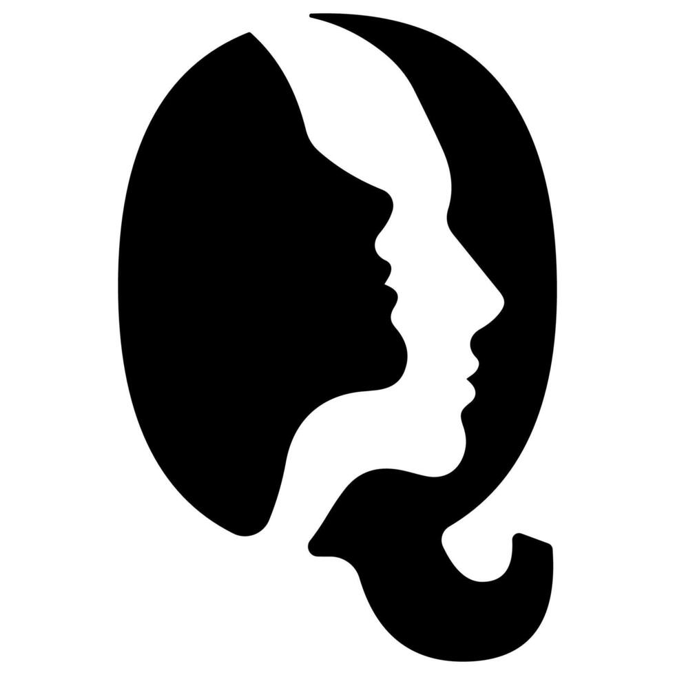 original letter Q logo design with silhouettes of people in love cut on the letter, for various designs and logos vector