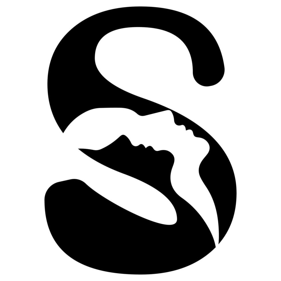 original letter S logo design with silhouettes of people in love cut on the letter, for various designs and logos vector