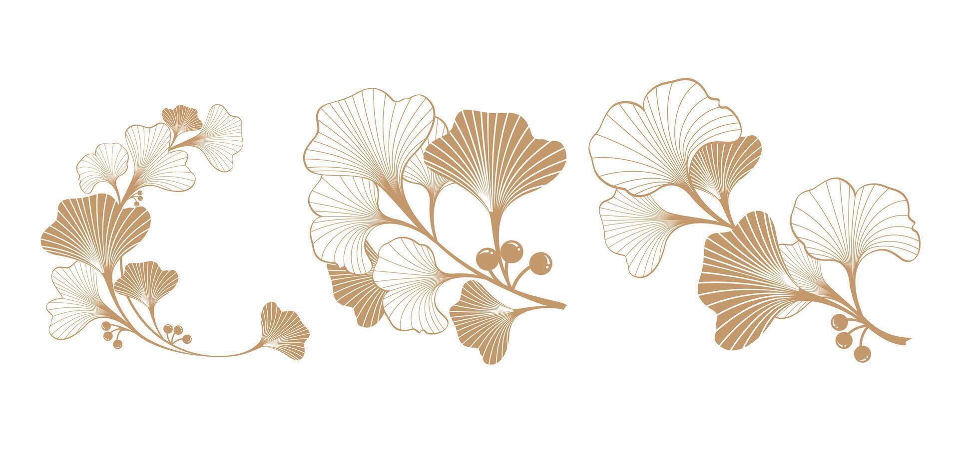 gold ginkgo plant background for documents vector