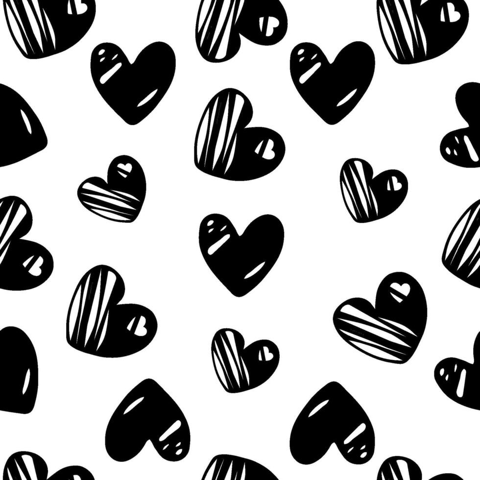 seamless pattern with heart hand drawn of valentine day postcard vector