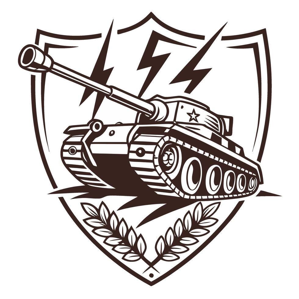 Tank Destruction Badge Military Tank Emblem Design War Game Icon Army Insignia Illustration Tactical Graphic vector
