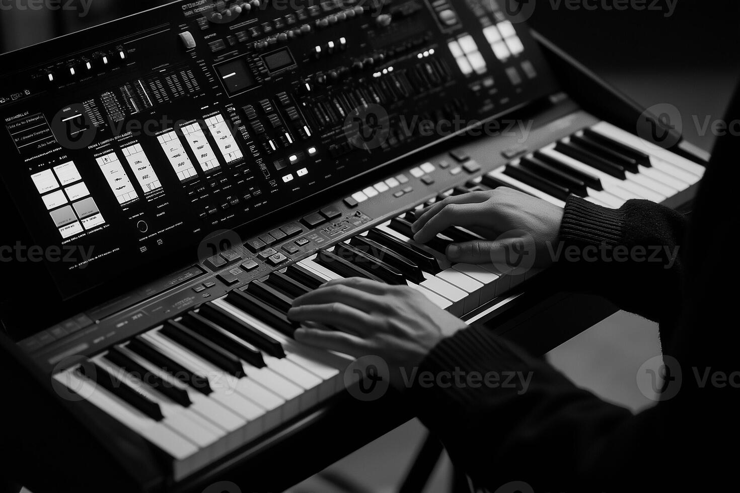 Musician Composing Music with Digital Audio Workstation photo