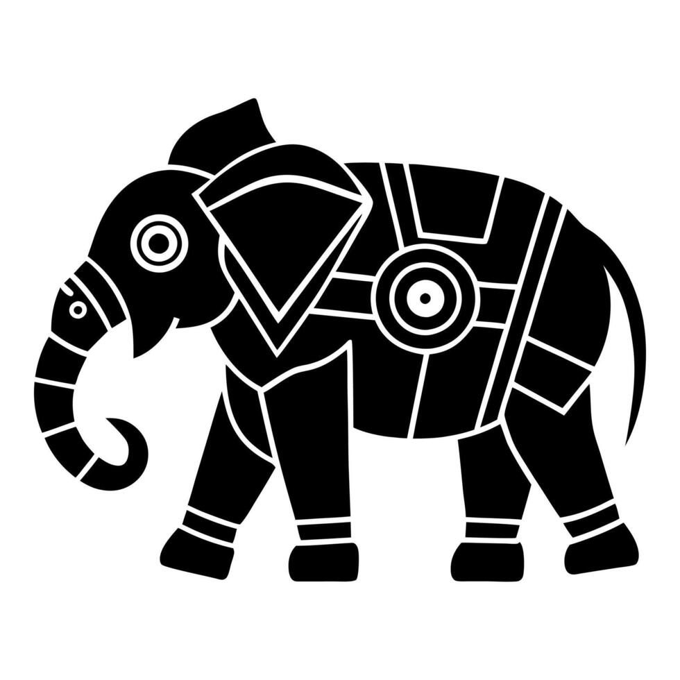 Mechanical Stylize Pattern Elephant Shilouette Illustration vector