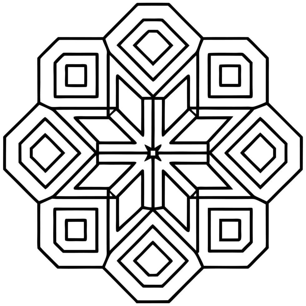 Mandala with interlocking hexagons and triangles art illustration vector