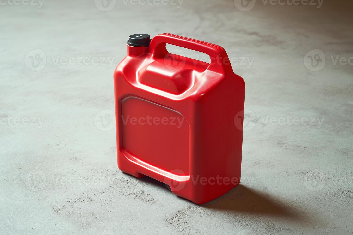 Modern red gasoline canister with spout and ergonomic molded handles photo