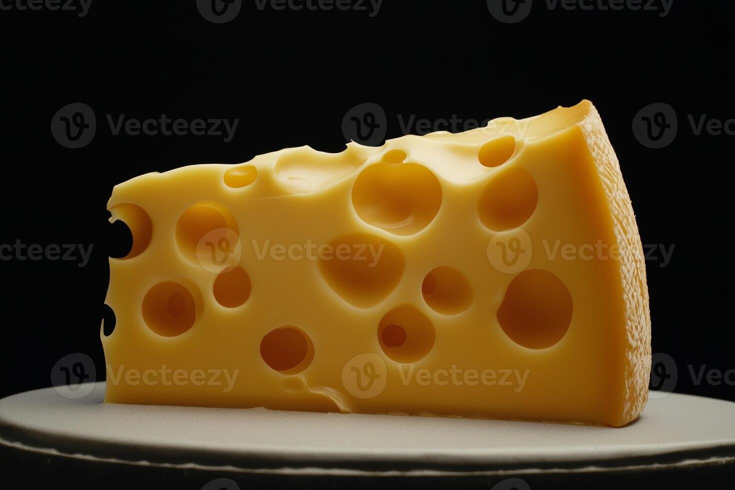 Wedge of Maasdam Cheese with Distinctive Holes and Texture photo
