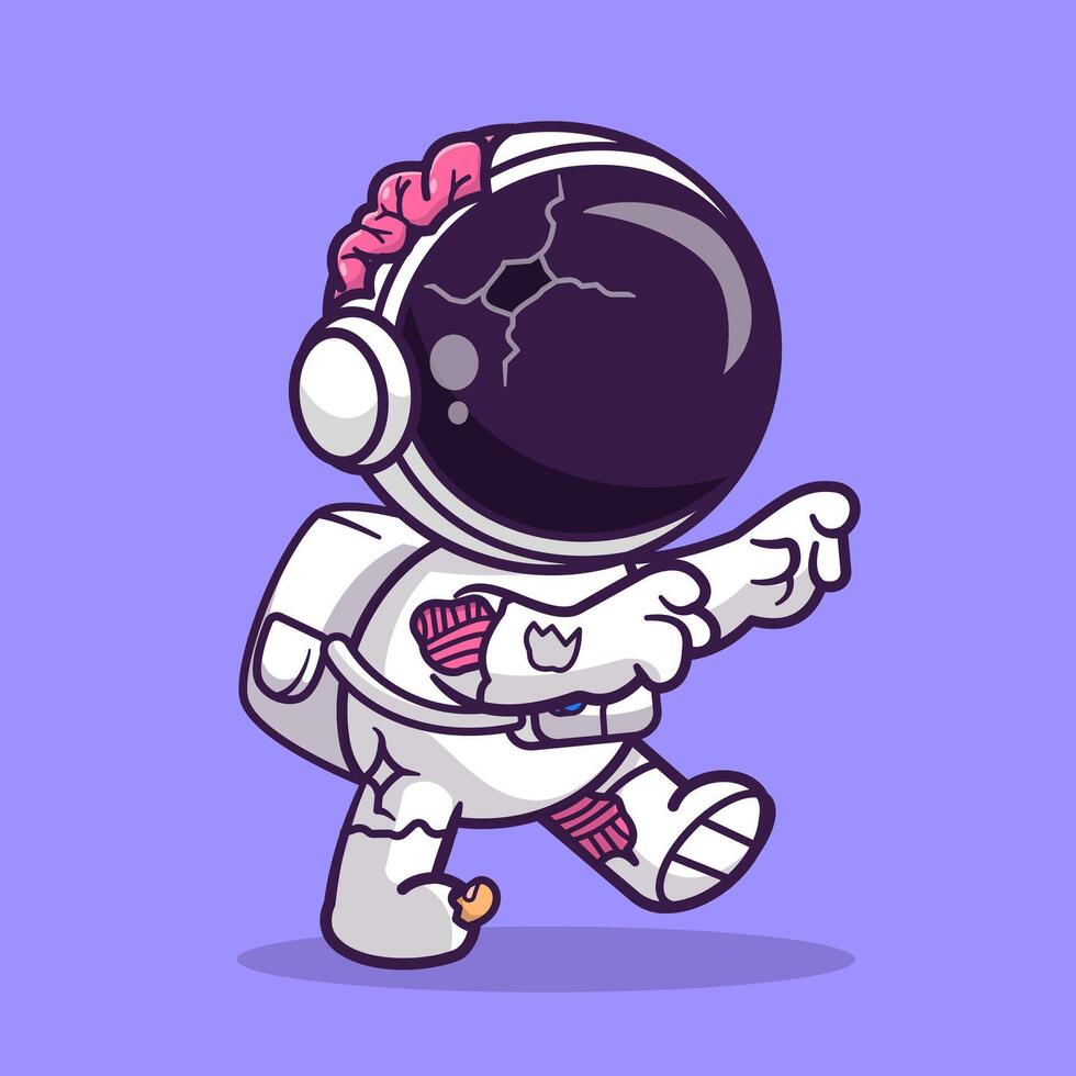Cute Astronaut Zombie Walking Cartoon vector