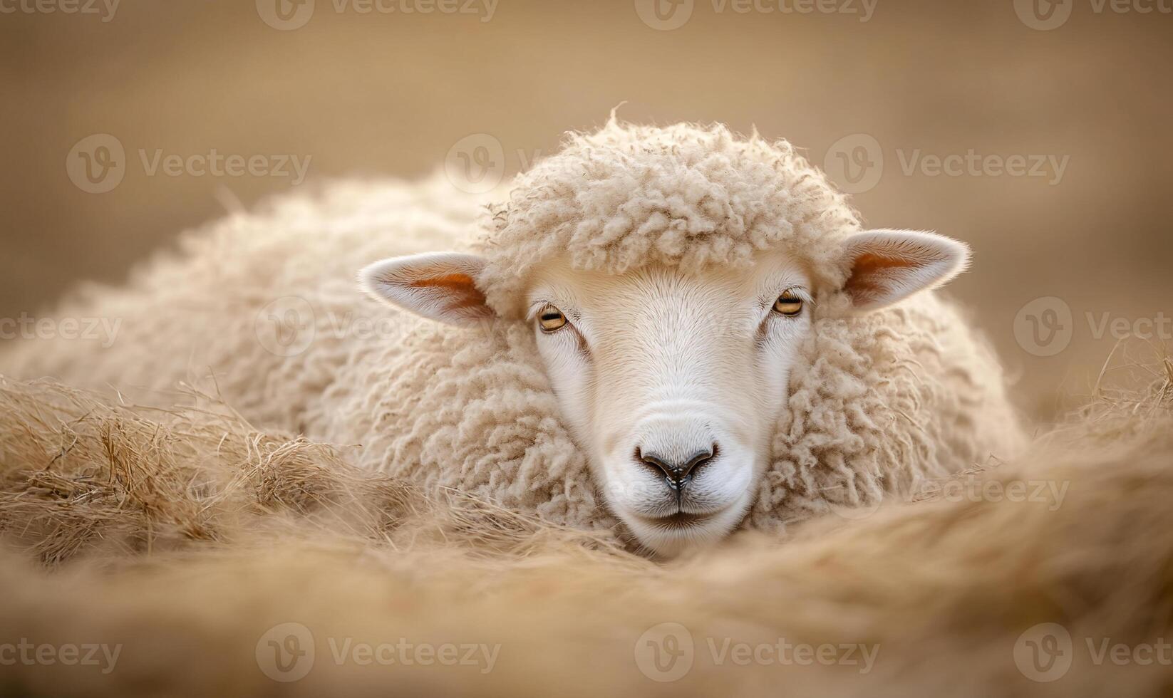 Adorable Sheep with Soft Wool Capturing the Fluffy and Gentle Appearance of Farm Life photo
