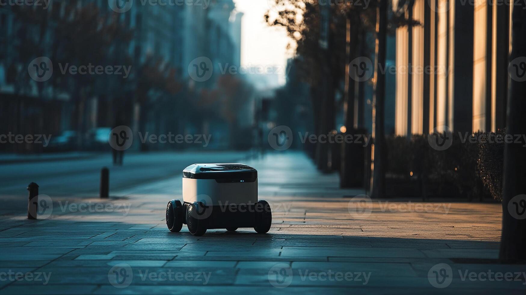 Tiny Autonomous Car Shaped Device for Delivery Highlighting Future of Automated Logistics photo