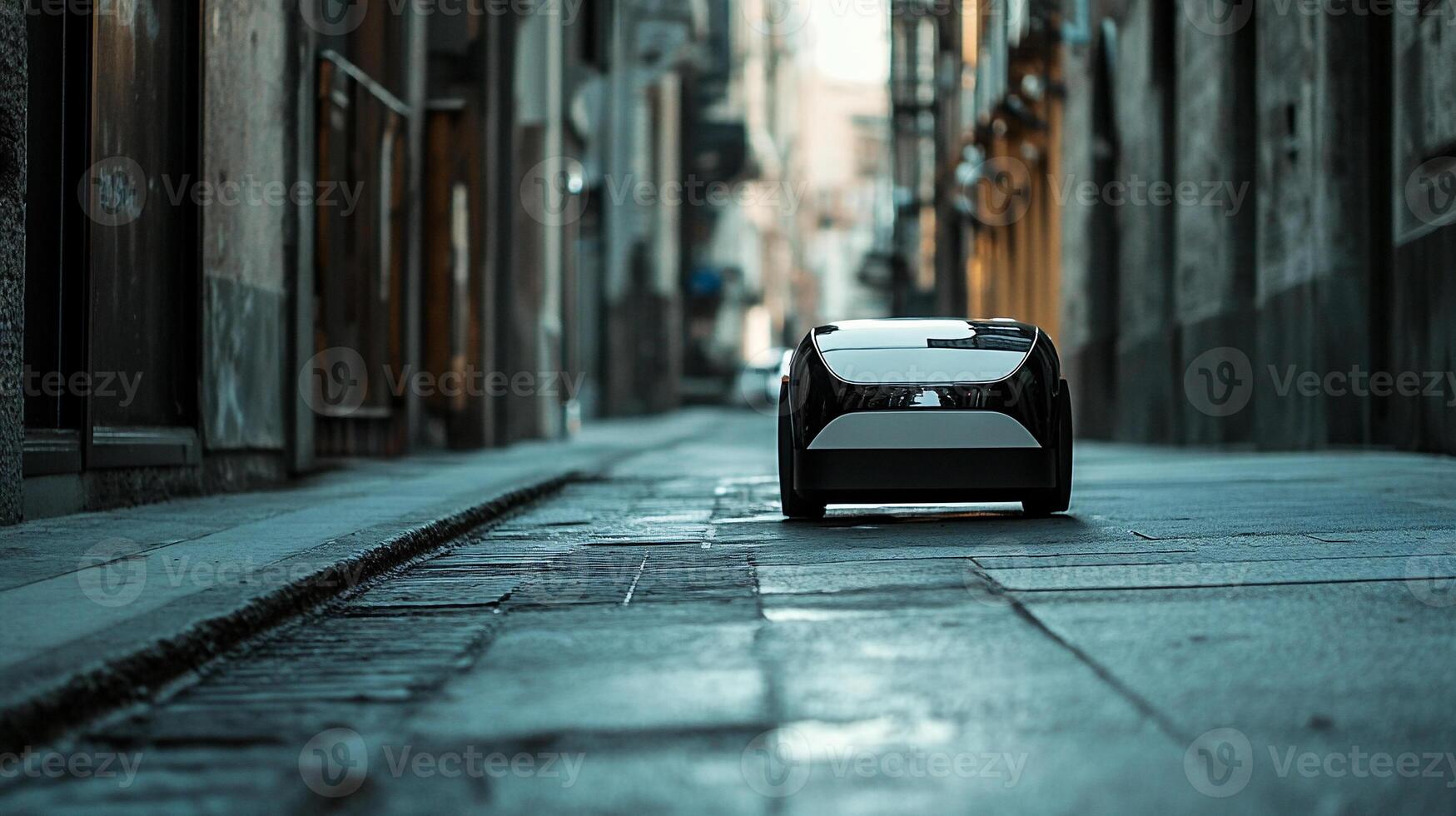 Tiny Autonomous Car Shaped Device for Delivery Highlighting Future of Automated Logistics photo