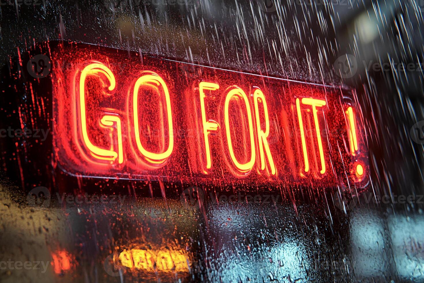 Neon Bright Sign Reads Go For It Capturing Bold Motivation photo